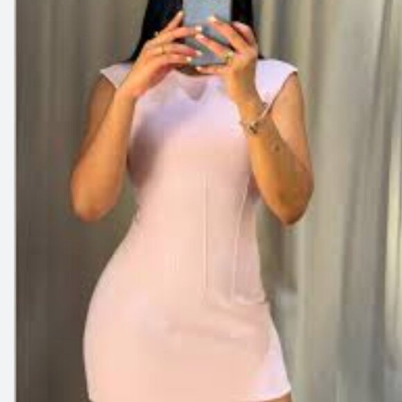 Zara Interlock Dress Pastel Pink NEW Sz L - Picture 2 of 6